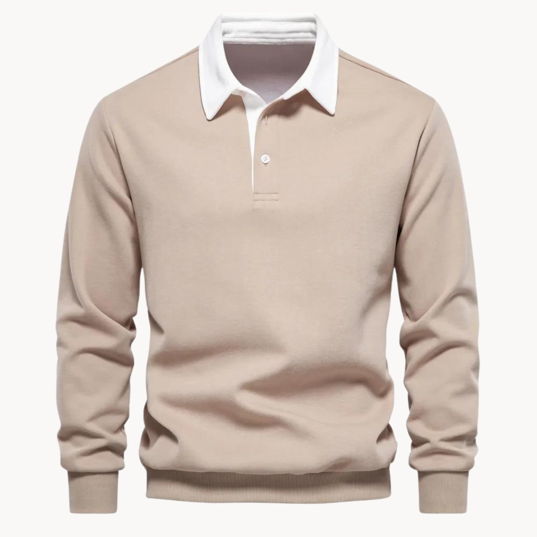 Men's Sweatshirt Polo Retro Style With Contrasting Collar