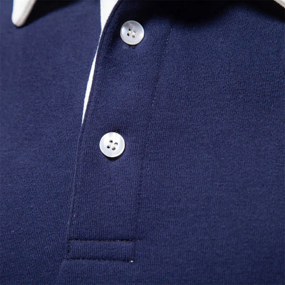 Men's Sweatshirt Polo Retro Style With Contrasting Collar