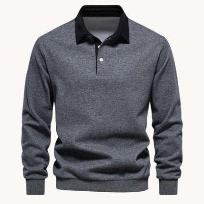 Men's Sweatshirt Polo Retro Style With Contrasting Collar