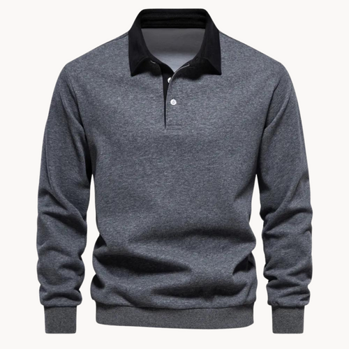 Men's Sweatshirt Polo Retro Style With Contrasting Collar