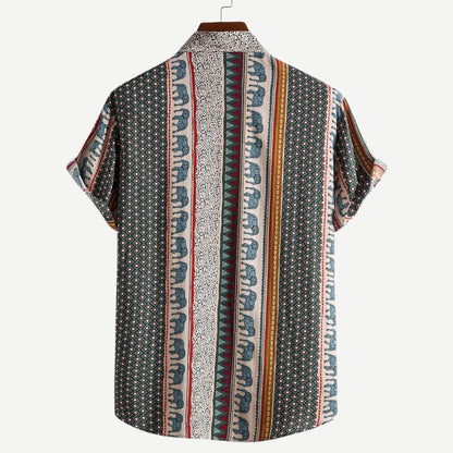 Men's T-Shirt Geometric Elephant Print Lightweight Cotton