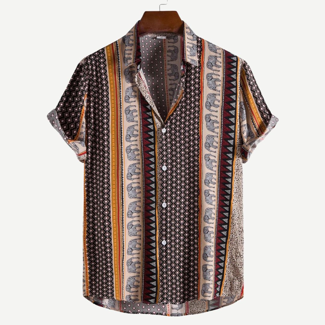 Men's T-Shirt Geometric Elephant Print Lightweight Cotton