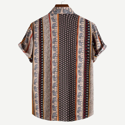 Men's T-Shirt Geometric Elephant Print Lightweight Cotton