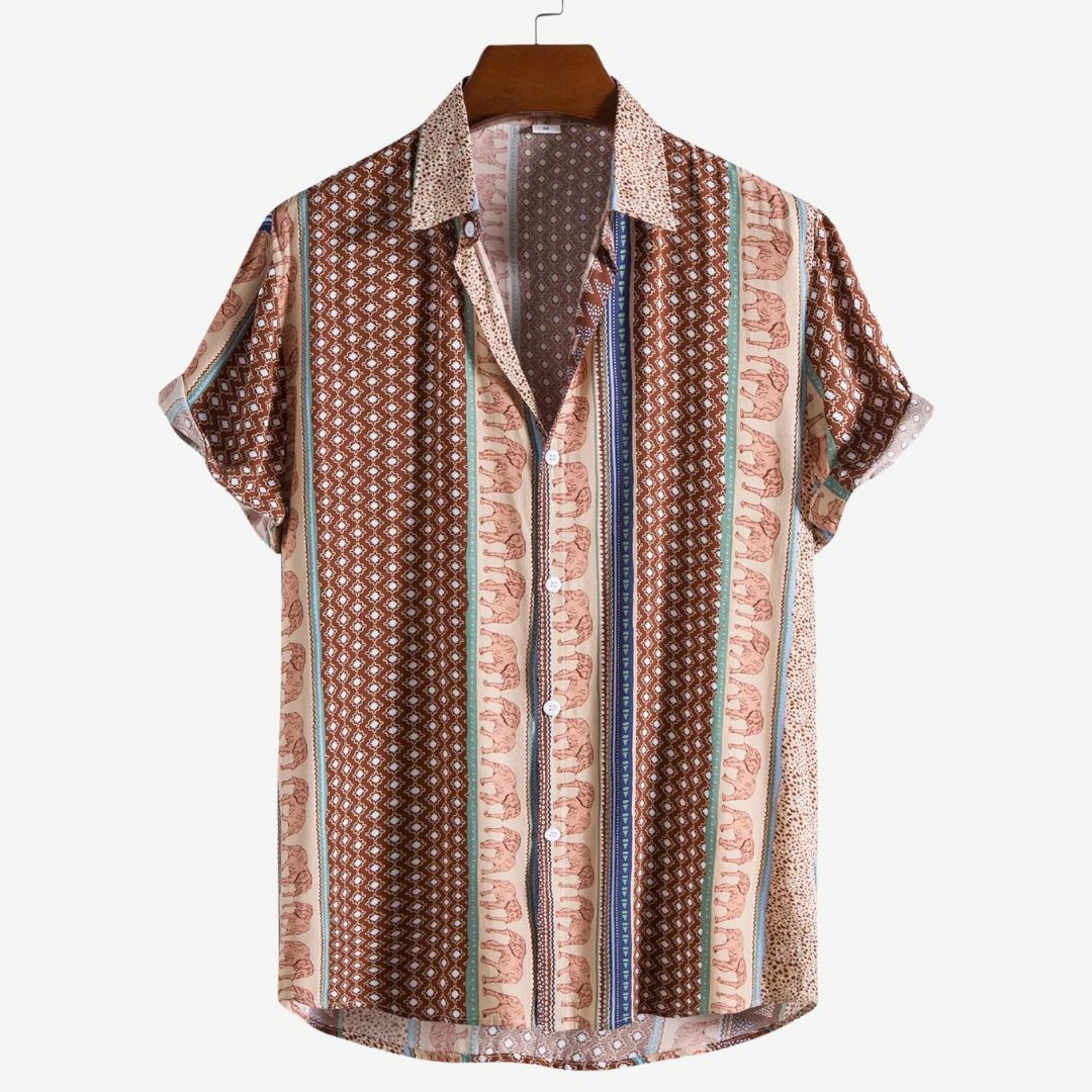Men's T-Shirt Geometric Elephant Print Lightweight Cotton