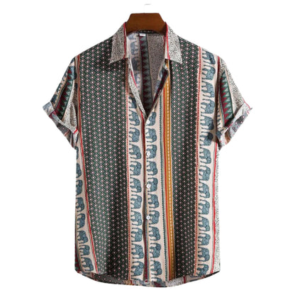 Men's T-Shirt Geometric Elephant Print Lightweight Cotton