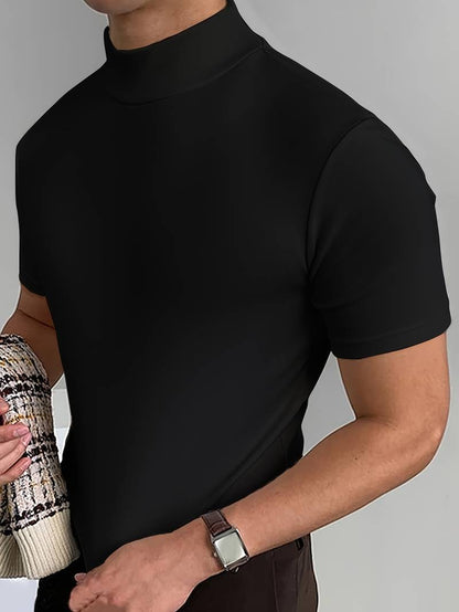 Men's T-shirt High Collar Elegant Cotton Comfortable