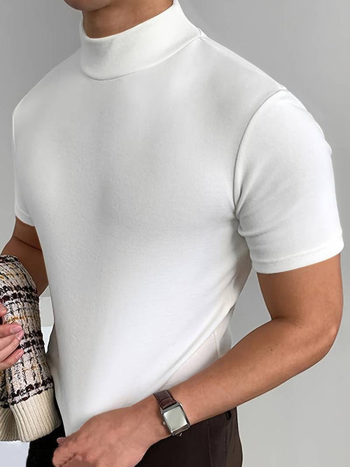 Men's T-shirt High Collar Elegant Cotton Comfortable