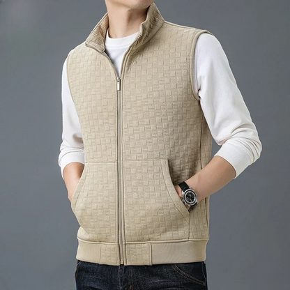 Men's Textured Zip Jacket with Deep Pockets