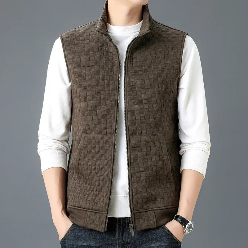 Men's Textured Zip Jacket with Deep Pockets