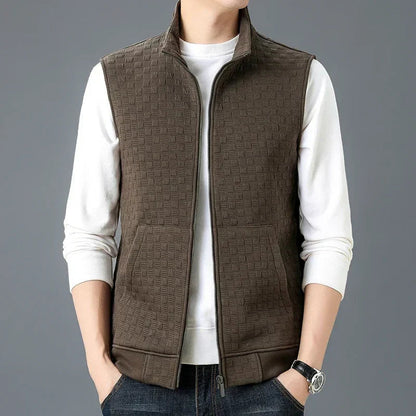 Men's Textured Zip Jacket with Deep Pockets