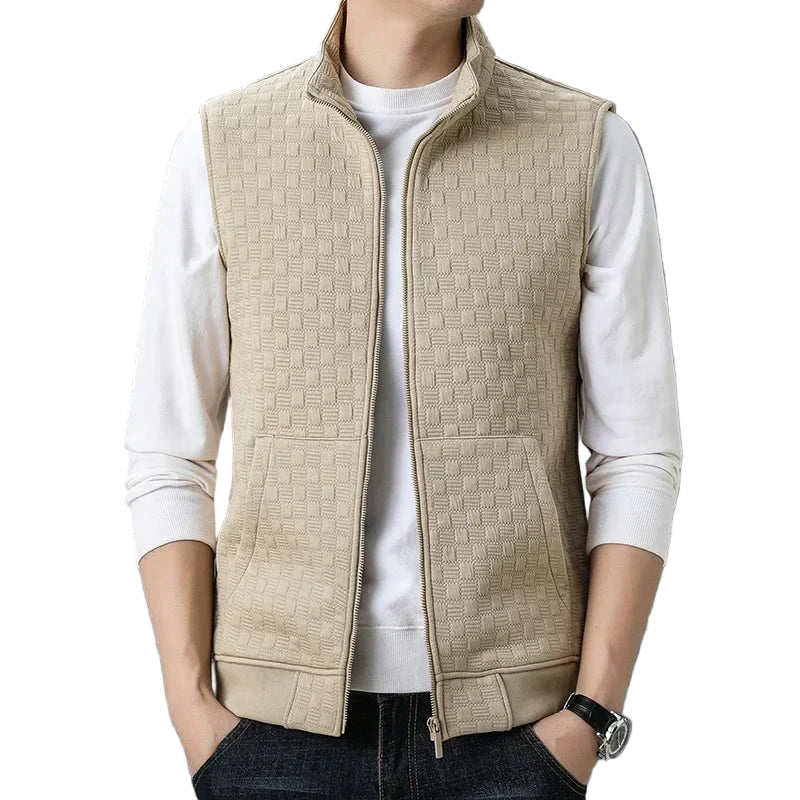 Men's Textured Zip Jacket with Deep Pockets