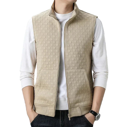 Men's Textured Zip Jacket with Deep Pockets