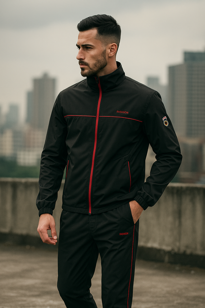 Men's Tracksuit Sporty With High Collar And Soft Mixed Fabric