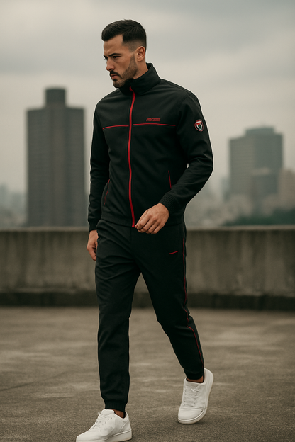 Men's Tracksuit Sporty With High Collar And Soft Mixed Fabric
