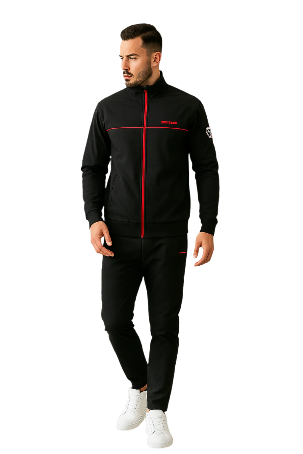 Men's Tracksuit Sporty With High Collar And Soft Mixed Fabric