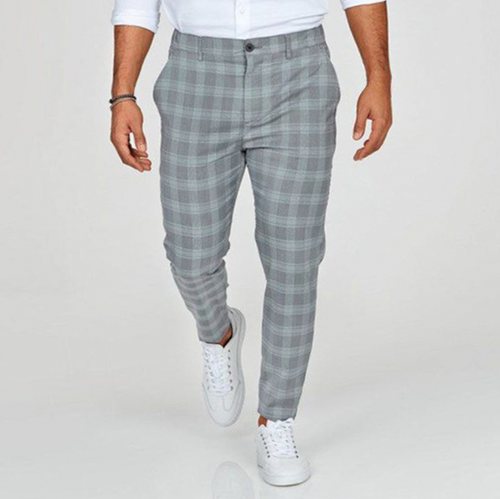 Men's Trousers Elegant Style Diamond Pattern High Quality Fabric