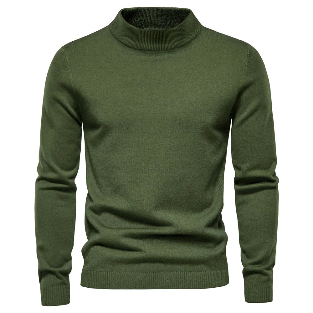 Men's Turtleneck Sweater With Check Pattern Casual Style
