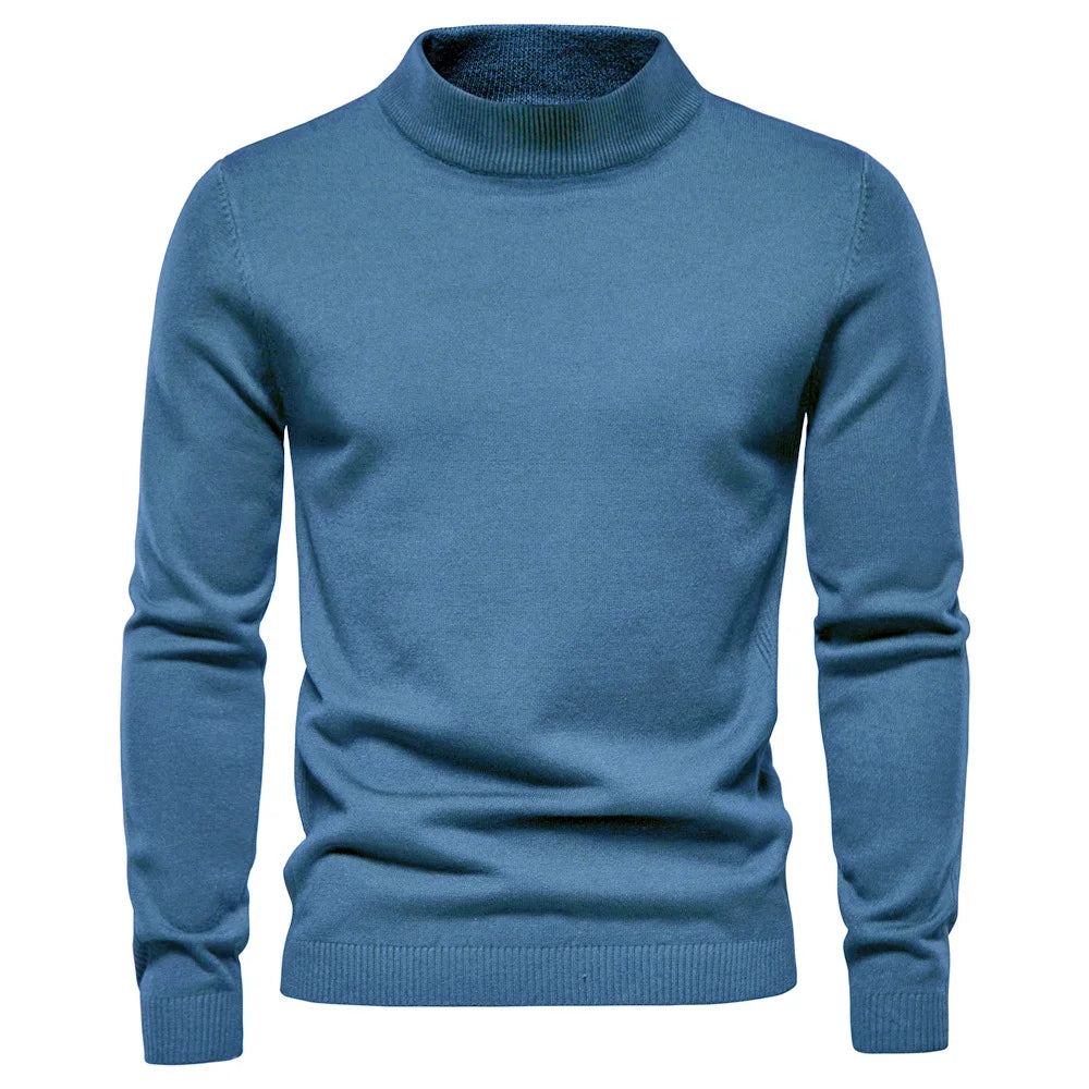 Men's Turtleneck Sweater With Check Pattern Casual Style