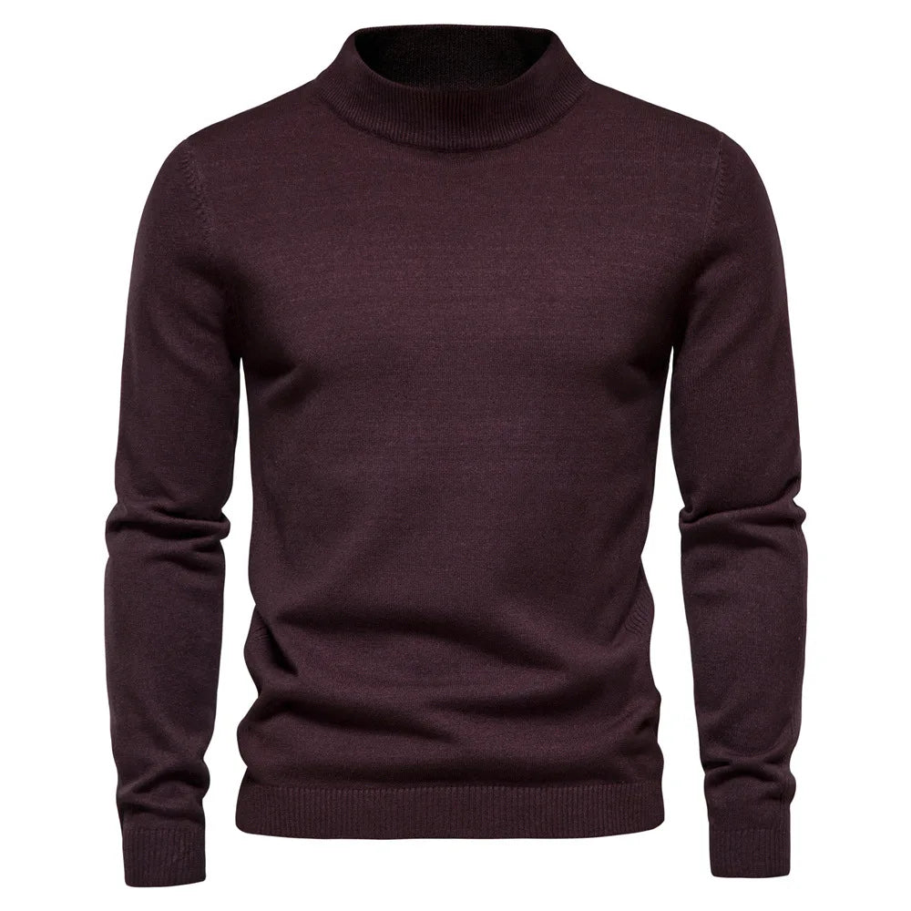 Men's Turtleneck Sweater With Check Pattern Casual Style