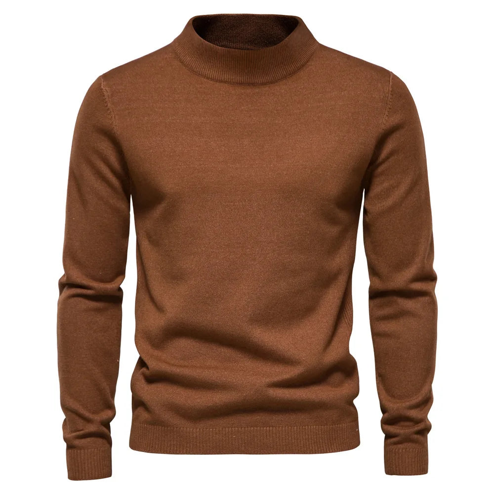 Men's Turtleneck Sweater With Check Pattern Casual Style