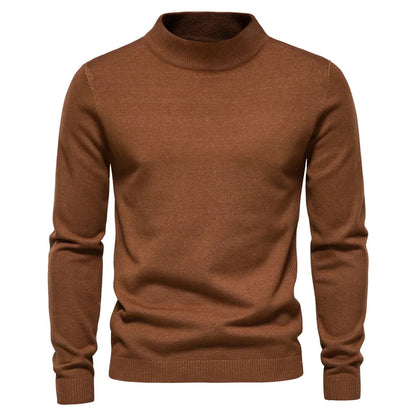 Men's Turtleneck Sweater With Check Pattern Casual Style