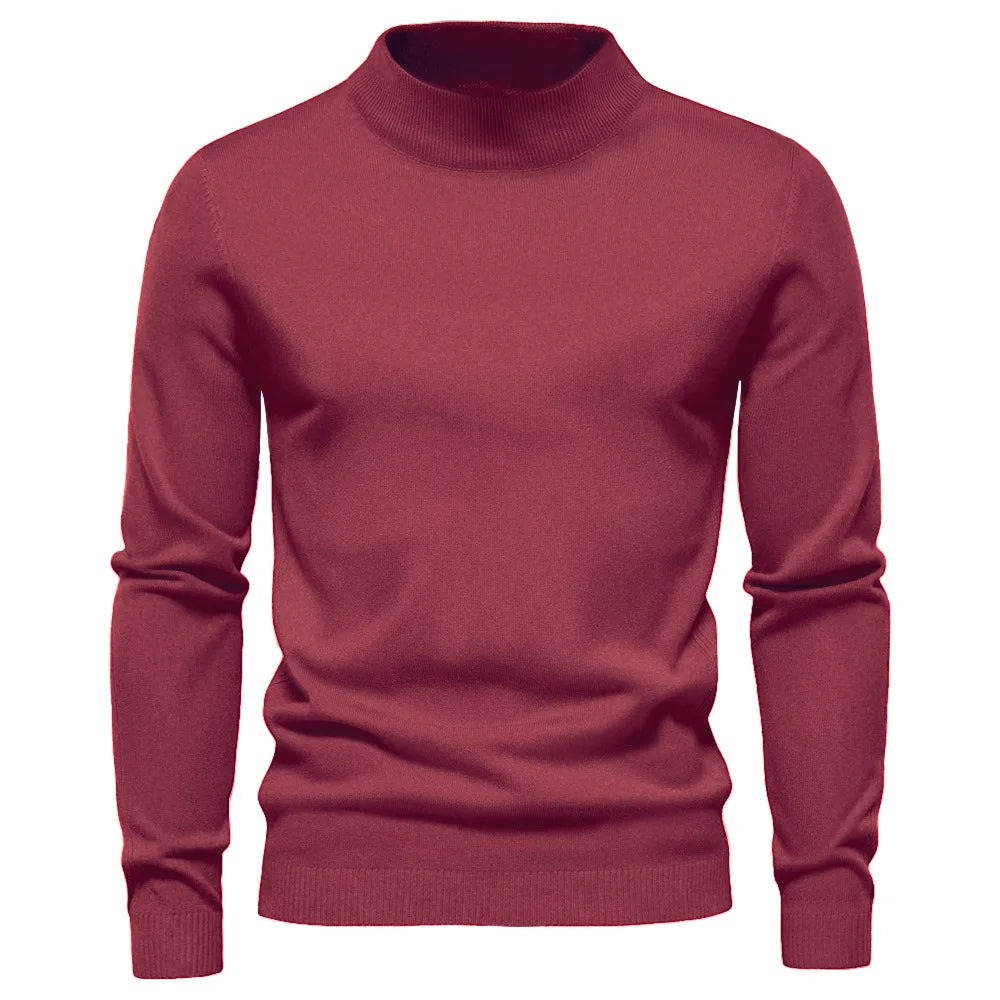 Men's Turtleneck Sweater With Check Pattern Casual Style