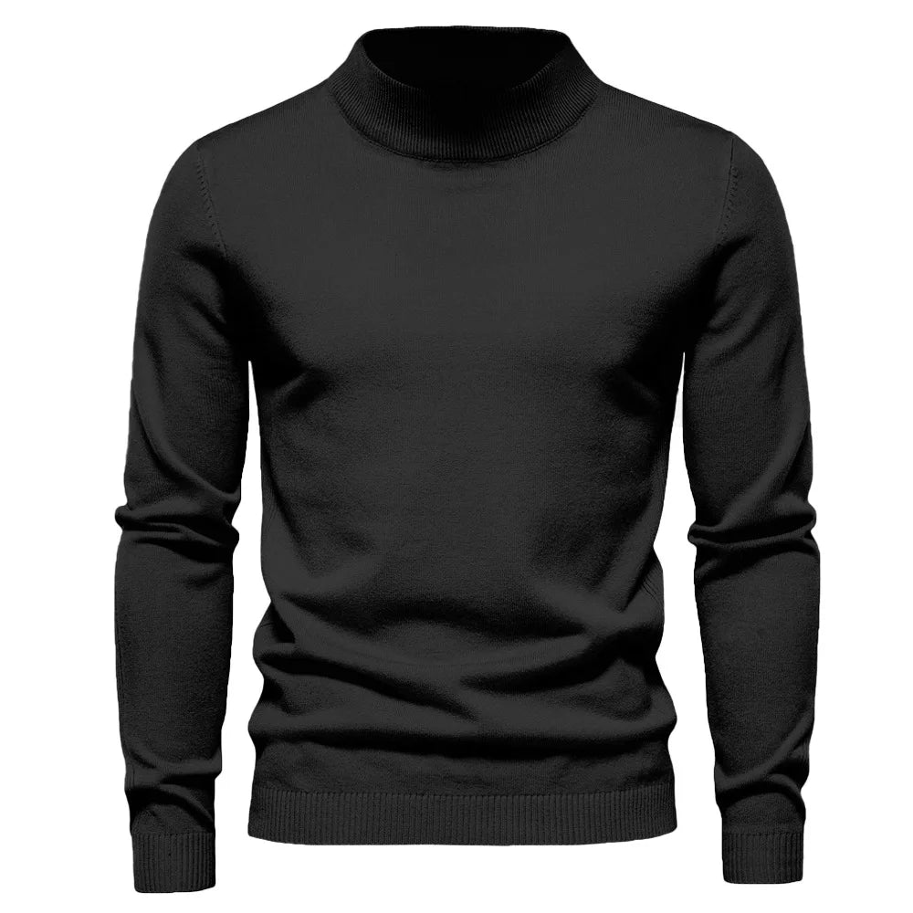 Men's Turtleneck Sweater With Check Pattern Casual Style