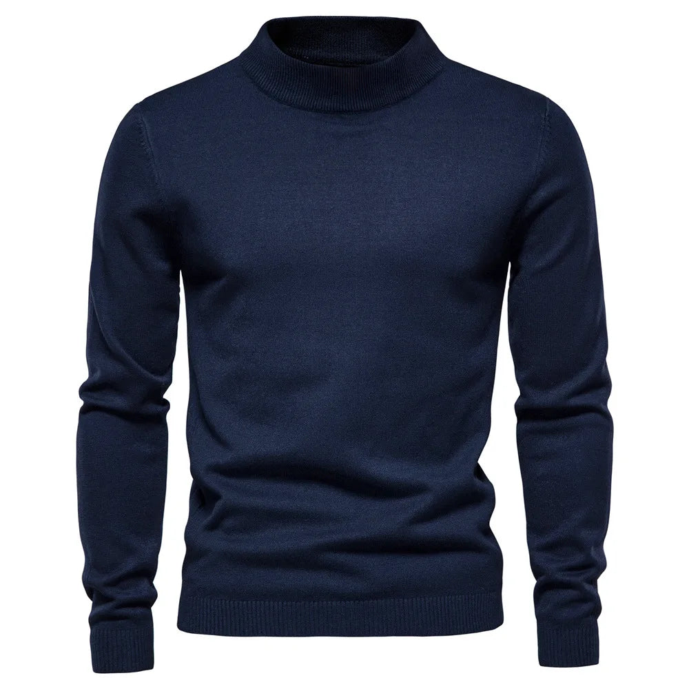 Men's Turtleneck Sweater With Check Pattern Casual Style
