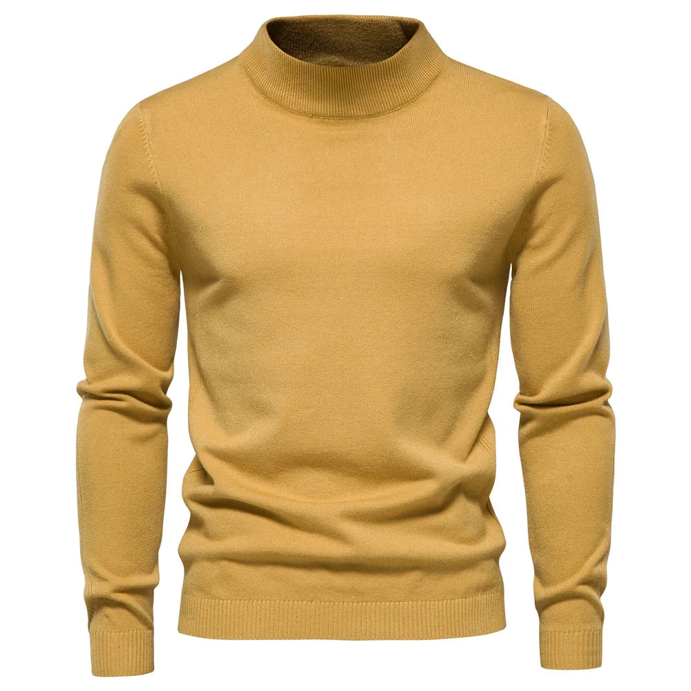 Men's Turtleneck Sweater With Check Pattern Casual Style