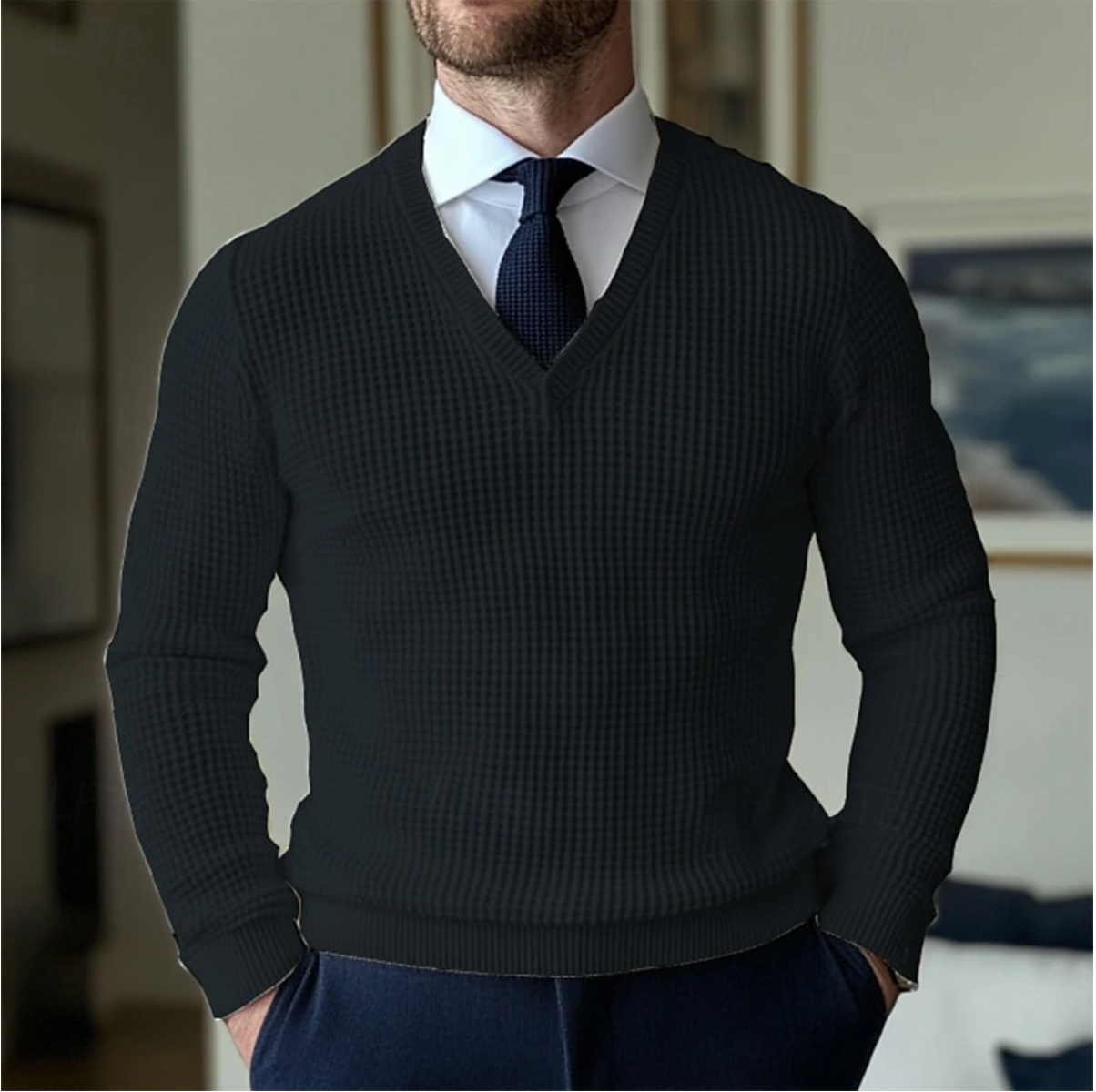 Men's V-neck Sweater Casual Style