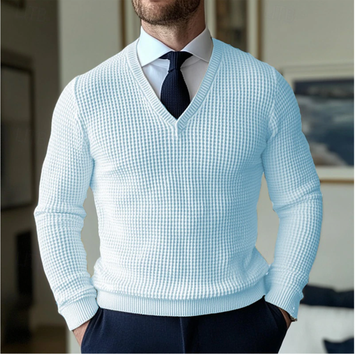 Men's V-neck Sweater Casual Style for Cold Days