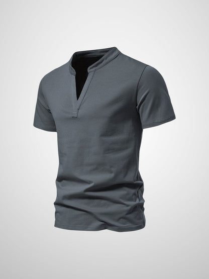 Men's V-neck cotton casual short-sleeved polo shirt