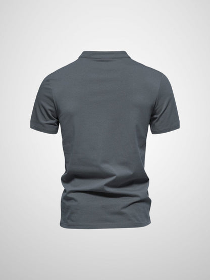 Men's V-neck cotton casual short-sleeved polo shirt