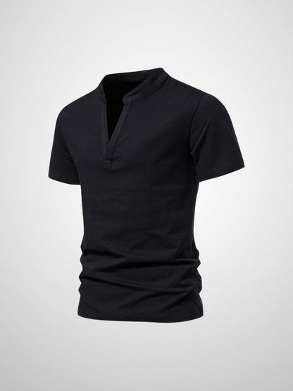 Men's V-neck cotton casual short-sleeved polo shirt