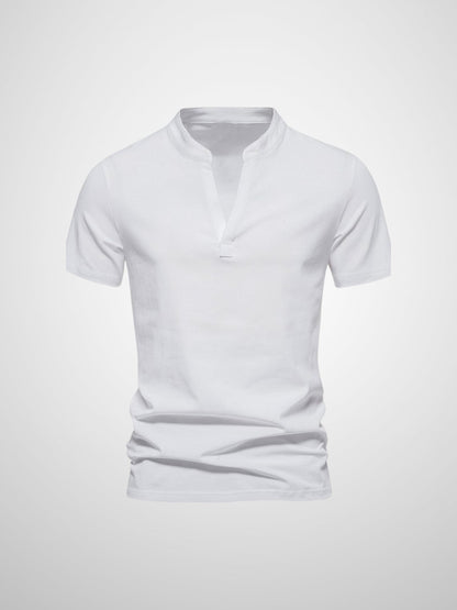 Men's V-neck cotton casual short-sleeved polo shirt