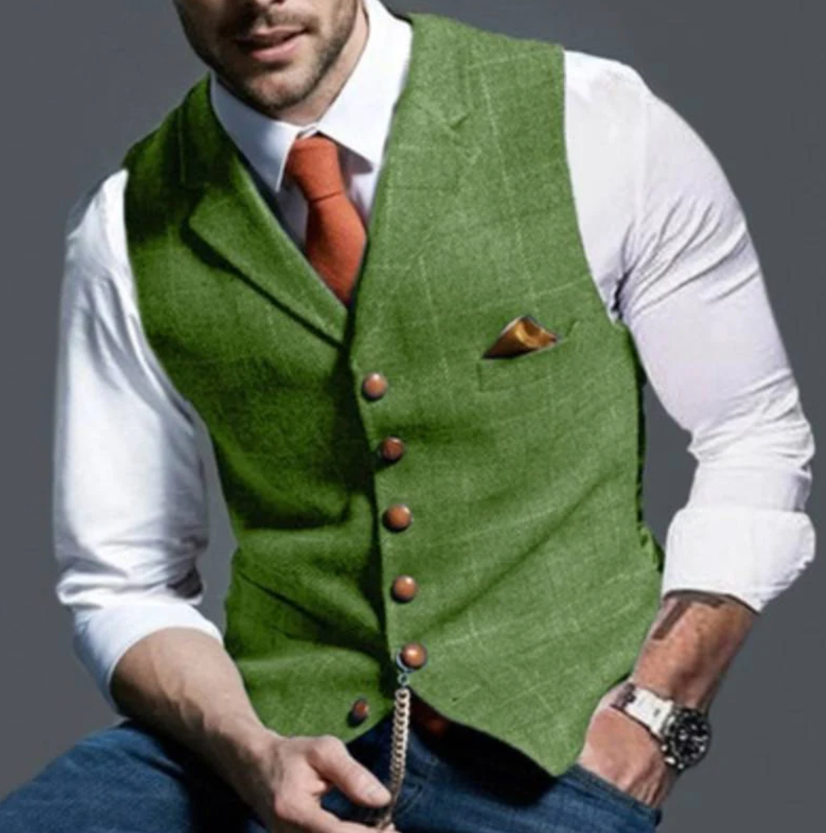 Men's Vest Checkered Stylish Tailored