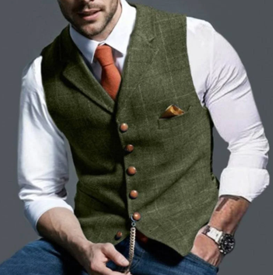 Men's Vest Checkered Stylish Tailored