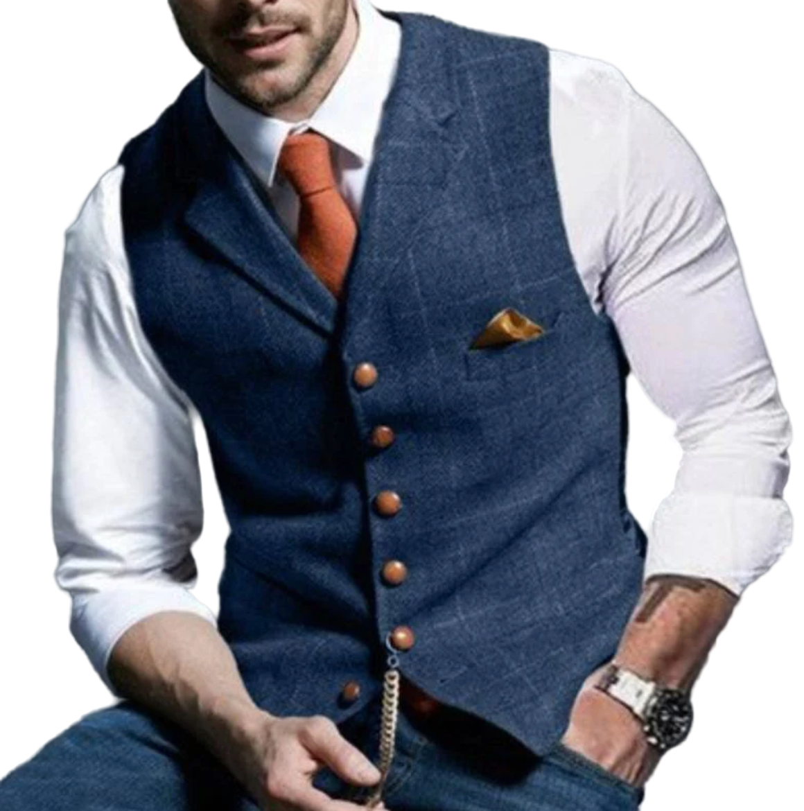 Men's Vest Checkered Stylish Tailored