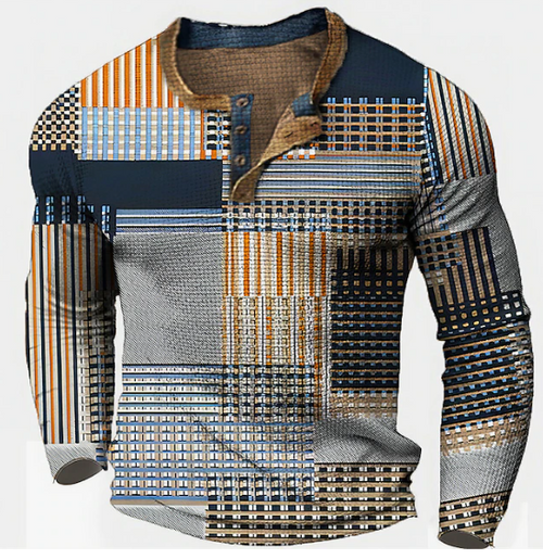 Men's Waffle Textured Sweater Stylish Cotton Blend