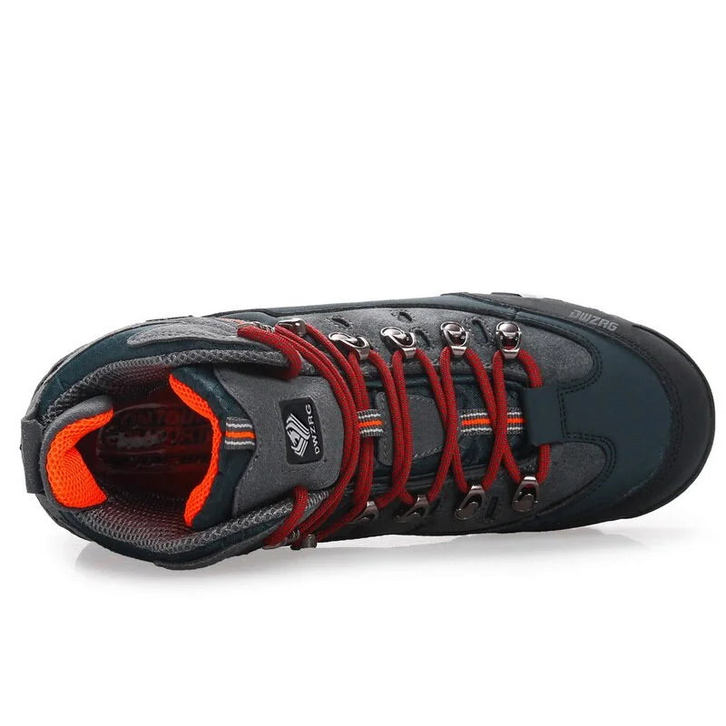 Men's Walking Boots Waterproof PU Leather Mid-High Rubber Sole