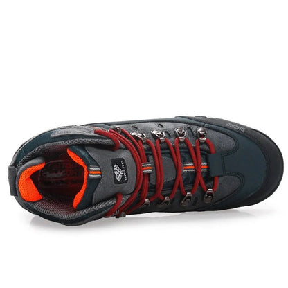 Men's Walking Boots Waterproof PU Leather Mid-High Rubber Sole