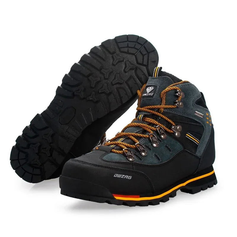Men's Walking Boots Waterproof PU Leather Mid-High Rubber Sole