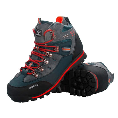 Men's Walking Boots Waterproof PU Leather Mid-High Rubber Sole