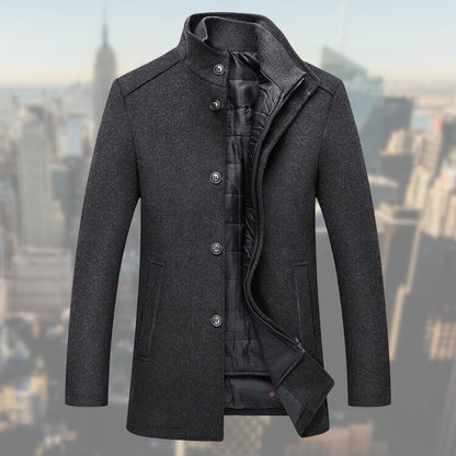Men's Winter Coat With Vest Elegant Long Cut High Quality Fabric