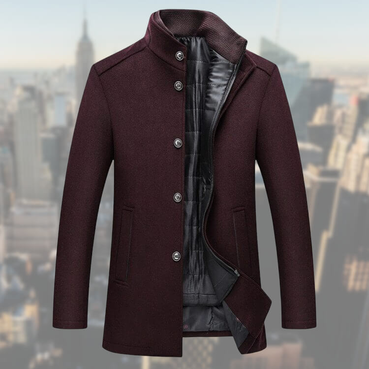 Men's Winter Coat With Vest Elegant Long Cut High Quality Fabric