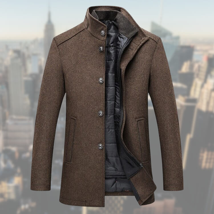 Men's Winter Coat With Vest Elegant Long Cut High Quality Fabric