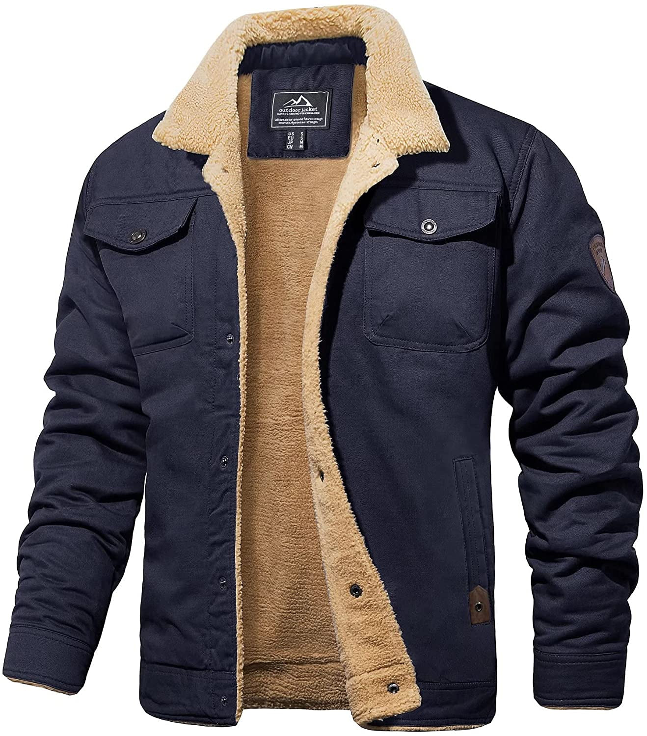 Men's Winter Jacket Sherpa-foring Water-repellent Robust