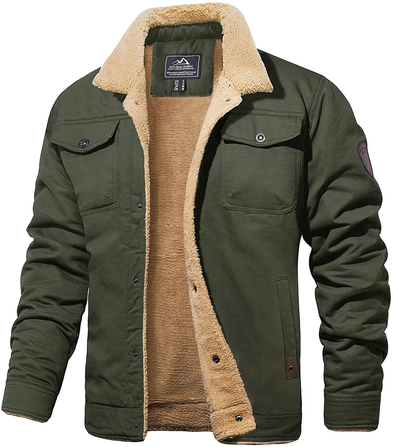 Men's Winter Jacket Sherpa-foring Water-repellent Robust