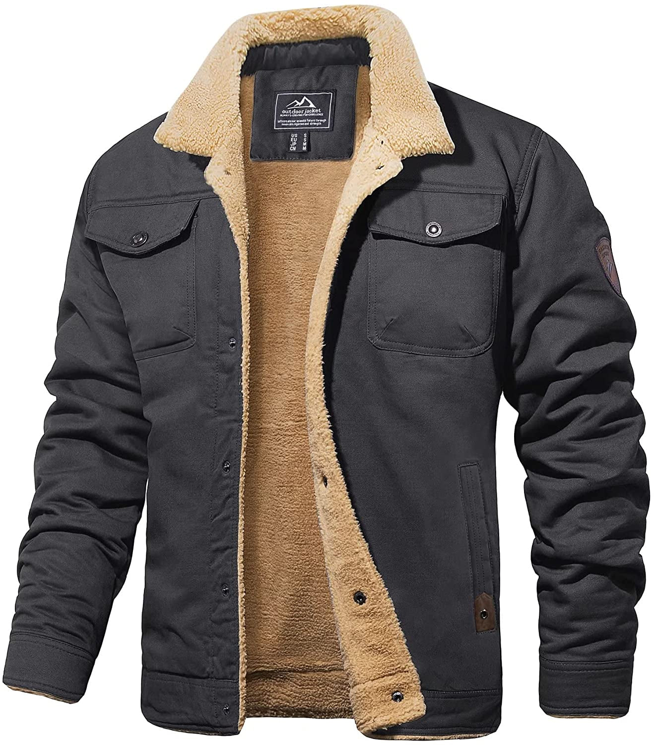 Men's Winter Jacket Sherpa-foring Water-repellent Robust