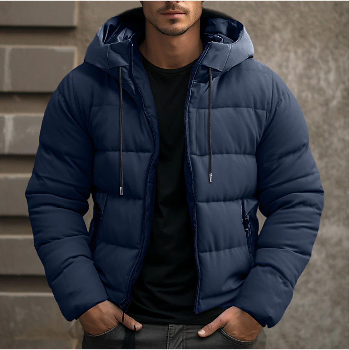 Men's Winter Jacket Waterproof with Adjustable Hood